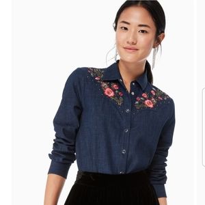 NWT Kate Spade Embroidered Chambray Top